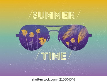 Summer time glasses with palm trees