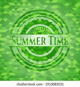 Summer Time green emblem. Mosaic background. Vector Illustration. Detailed. 
