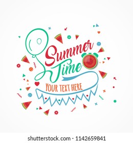 Summer Time. Greeting card design. Eps10.