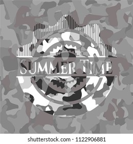 Summer Time grey camouflaged emblem