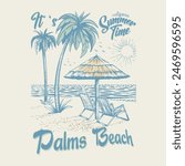 Its Summer Time, Hand Drawing Beach Vintage Illustration Vector T Shirt vector, Beach Paradise Print T-shirt Graphics Design, typography,Good vibes vintage print artwork.background and other uses.