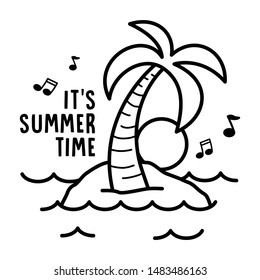 It's summer time. hand drawing beach tropical badge