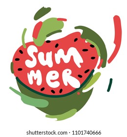 Summer time. Hand drawn lettering composition of Summer. Vector illustration