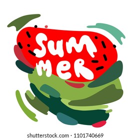 Summer time. Hand drawn lettering composition of Summer. Vector illustration