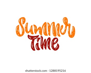 Summer time. Hand drawn lettering card