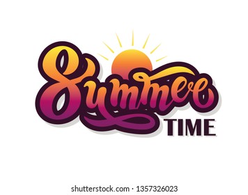 Summer time. Hand drawn lettering. Vector illustration