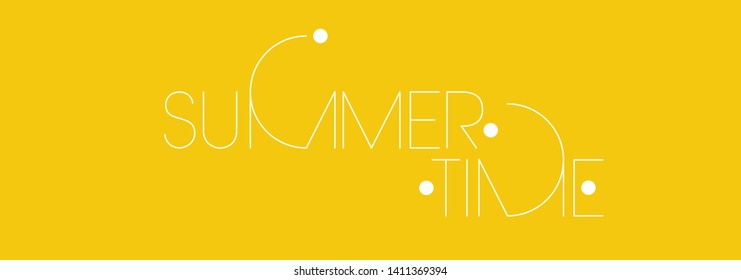 Summer time - hand drawn lettering on yellow background. Flat vector illustration for greetings, party invitations, cards, posters, flyers, banners, prints, seasonal design and decoration, web.