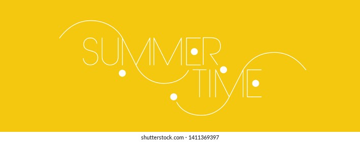 Summer time - hand drawn lettering on yellow background. Flat vector illustration for greetings, cards, posters, flyers, banners, party invitations, seasonal design and decoration, prints, web.