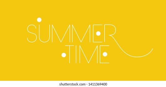 Summer time - hand drawn lettering on yellow background. Flat vector illustration for greetings, cards, posters, party invitations, seasonal design and decoration, flyers, banners, prints, web.