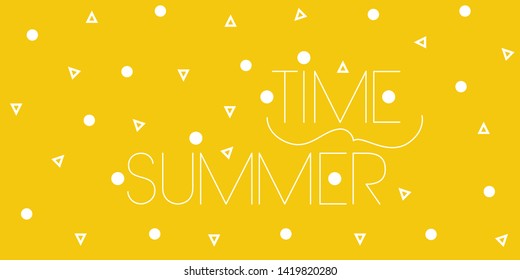Summer time - hand drawn lettering on yellow background. Flat vector illustration for greetings, party invitations, cards, posters, seasonal design and decoration, banners, flyers, prints, web.
