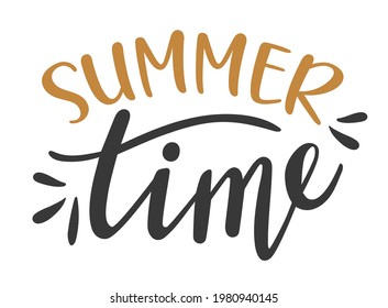 Summer Time hand drawn lettering. Vector phrases elements for cards, banners, posters, mug, scrapbooking, pillow case, phone cases and clothes design. 