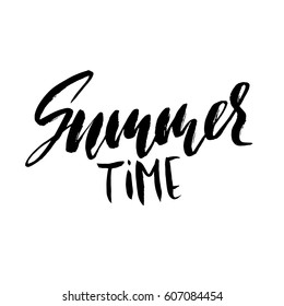Summer time. Hand drawn lettering. Vector illustration. Handwritten inscription.