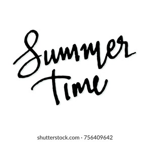 Summer time hand drawn lettering vector illustration