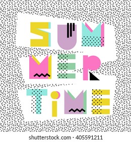 Summer time. Hand drawn original font. Design for shirts, prints, cards, posters. Vector illustration. Summer poster