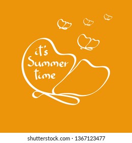It's summer time. Hand drawn phrase, Lettering design Vector.