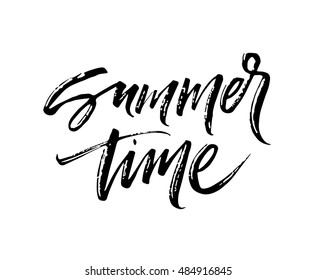 Summer Time. Hand drawn quote for your design. Unique brush pen lettering and modern calligraphy. Can be used for print (bags, posters, cards, stationery) and for web (banners, advertisement).