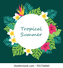 Summer time hand drawn tropic background. Vector illustration