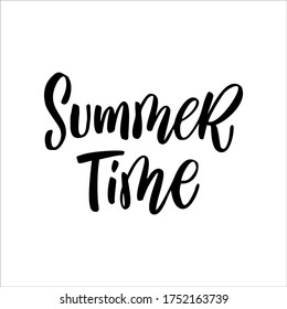 Summer time. Hand lettering quote about summer. Vector illustration.