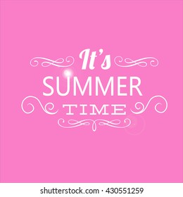 Its summer time hand writing nice shades with pink background vector icon