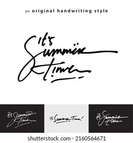 Its summer time handwriting collection, calligraphy writing style in black and white. Perfect for t-shirt designs, summer greeting cards and party invitation cards