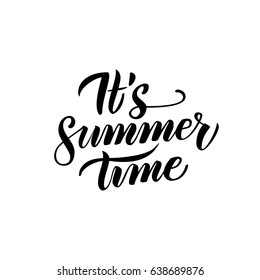 Summer Time Handwritten Lettering. Vector Illustration of Brush Pen Calligraphy Isolated over White Background.