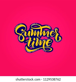 Summer time handwritten text. Vector lettering illustration EPS 10.