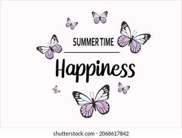 summer time happiness with butterfly vector