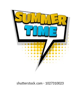 summer time, hello hand drawn pictures effects. Template comics speech bubble halftone dot background. Pop art style. Comic dialog cloud, text pop-art. Creative idea conversation sketch explosion.