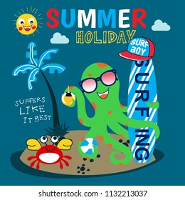 summer time holiday animal cartoon vector