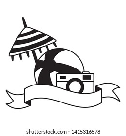 summer time holiday beachball camera umbrella vector illustration