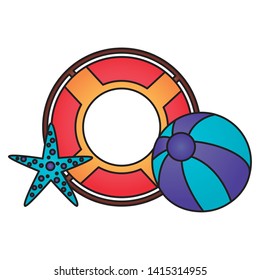 summer time holiday beachball float starfish vector illustration