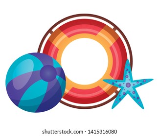 summer time holiday beachball float starfish vector illustration