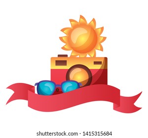 summer time holiday camera sunglasses sun vector illustration