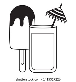 summer time holiday cocktail and popsicle vector illustration