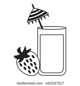 summer time holiday cocktail and strawberry vector illustration