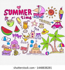 summer time and holiday, doodle 