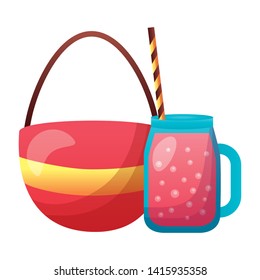 summer time holiday handbag fresh juice  vector illustration