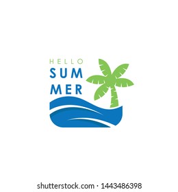 Summer time holiday illustration with flat style vector. can be used as logo icon and label design.