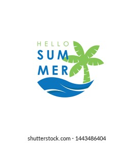 Summer time holiday illustration with flat style vector. can be used as logo icon and label design.
