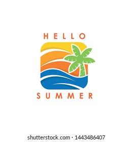 Summer time holiday illustration with flat style vector. can be used as logo icon and label design.