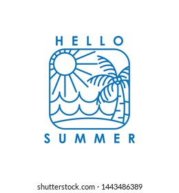 Summer time holiday illustration with line art style vector. can be used as logo and label design.