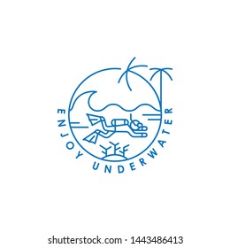 Summer time holiday illustration with line art style vector. can be used as logo and label design.
