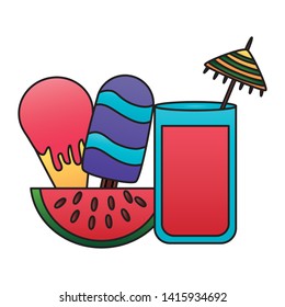 summer time holiday juice watermelon ice cream popsicle  vector illustration