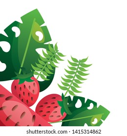summer time holiday lettering tropical fruits vector illustration