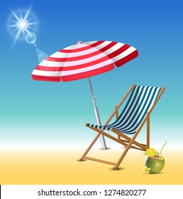Summer time holiday realistic background. Vector illustration