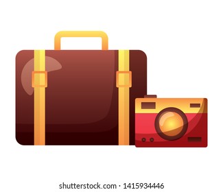 summer time holiday suitcase camera  vector illustration