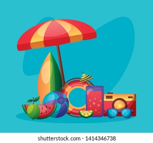 summer time holiday vacations tourism elements vector illustration