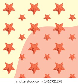 summer time holiday vector illustration of red starfishes