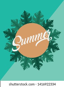 summer time holiday vector ilustration with leaves
