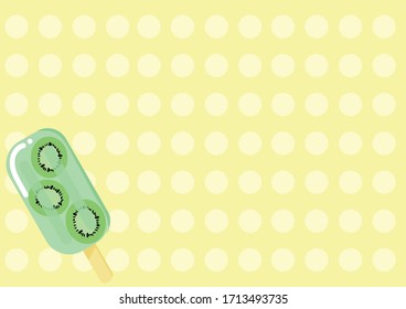 Summer time, Ice cream collection, Kiwi with yellow background